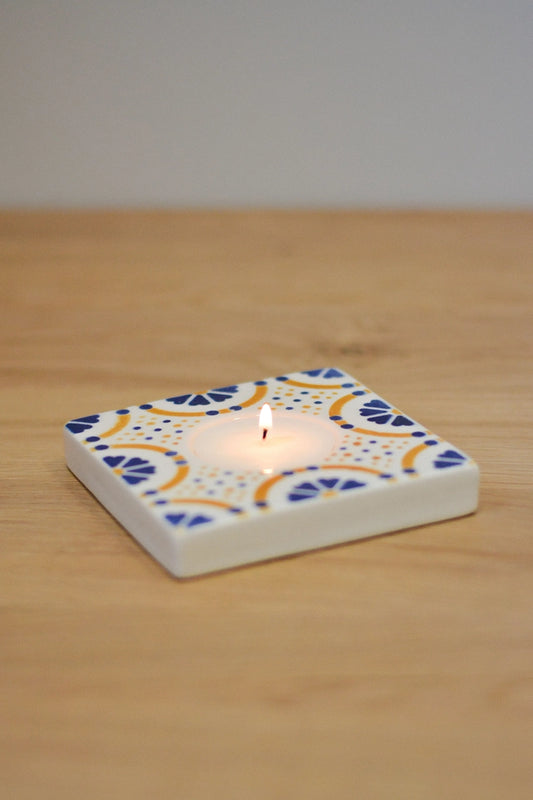 Candle holder - earthenware tile
